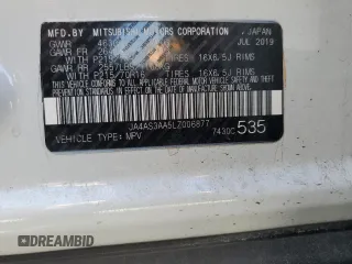 2020 Mitsubishi Eclipse Cross ES z VIN JA4AS3AA5LZ006877, wystawiony jako Copart lot #56543935 z przebiegiem 90 417 mil mil oraz Szkoda całkowita • Salvage title. Historia ofert i sprzedaży dostępna na DreamBid. Obrazek 13.