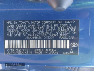 2019 Toyota C-HR XLE with VIN JTNKHMBX5K1043079, listed as a IAAI auction lot 41813367 with 77,879 mi miles and . Bid and sale history available at DreamBid. Image 9.