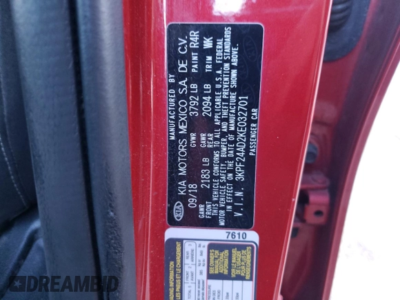 2019 Kia Forte LXS with VIN 3KPF24AD2KE032701, listed as a Copart auction lot 46275875 with 0 mi miles and Salvage Title. Bid and sale history available at carsss.com. Image 15.
