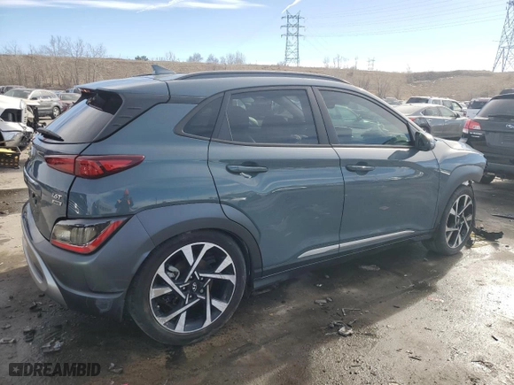 2022 Hyundai Kona Limited with VIN KM8K5CA31NU901359, listed as a Copart auction lot 43634075 with 20,805 mi miles and Salvage Title. Bid and sale history available at carsss.com. Image 3.