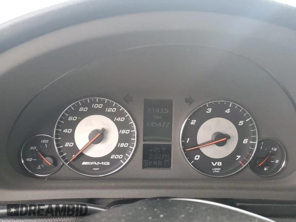 2006 Mercedes-Benz C 55 AMG with VIN WDBRF76J26F813052, listed as a Copart auction lot 60966805 with 145,472 mi miles and Salvage title. Bid and sale history available at DreamBid. Image 9.