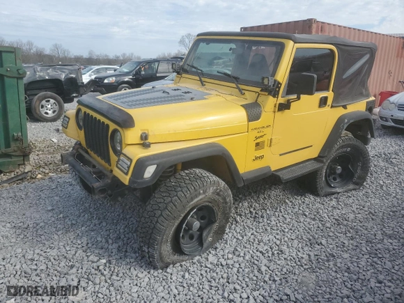 2000 Jeep Wrangler Sport with VIN 1J4FA49SXYP742194, listed as a Copart auction lot 47299745 with 0 mi miles and Salvage Title. Bid and sale history available at carsss.com. Image 1.