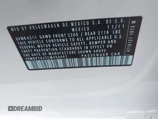 2012 Volkswagen Jetta SE z VIN 3VWDP7AJ7CM350057, wystawiony jako IAAI lot #42499732 z przebiegiem 92 203 mil mil oraz . Historia ofert i sprzedaży dostępna na DreamBid. Obrazek 9.