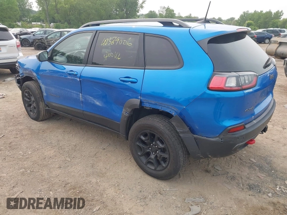 2019 Jeep Cherokee Trailhawk Elite with VIN 1C4PJMBN9KD258508, listed as a IAAI auction lot 42389006 with 106,480 mi miles and . Bid and sale history available at DreamBid. Image 3.