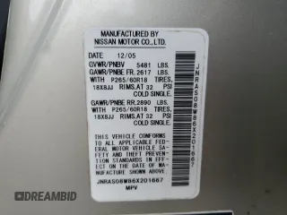 2006 Infiniti FX with VIN JNRAS08W86X201667, listed as a Copart auction lot 53884045 with 169,988 mi miles and Salvage Title. Bid and sale history available at DreamBid. Image 13.