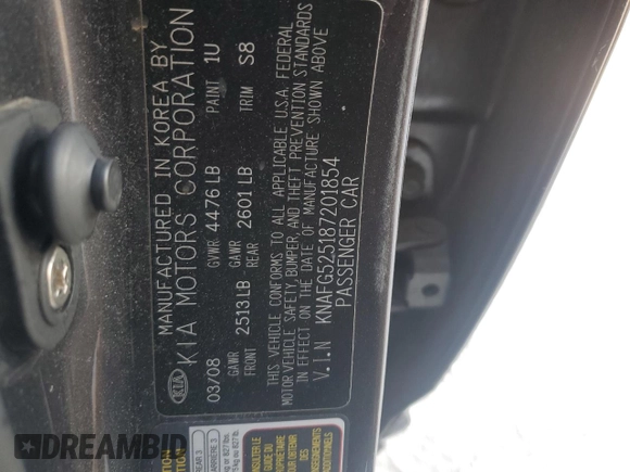 2008 Kia Rondo LX with VIN KNAFG525187201854, listed as a Copart auction lot 74352904 with 127,716 mi miles and Salvage Title. Bid and sale history available at carsss.com. Image 13.