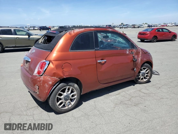 2012 FIAT 500 Pop with VIN 3C3CFFDR8CT260634, listed as a Copart auction lot 57174845 with 106,905 mi miles and Salvage title. Bid and sale history available at DreamBid. Image 3.