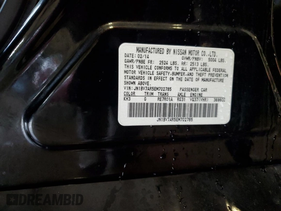 2014 Infiniti Q50 Premium with VIN JN1BV7AR5EM702785, listed as a Copart auction lot 53533525 with 98,054 mi miles and Salvage Title. Bid and sale history available at carsss.com. Image 12.