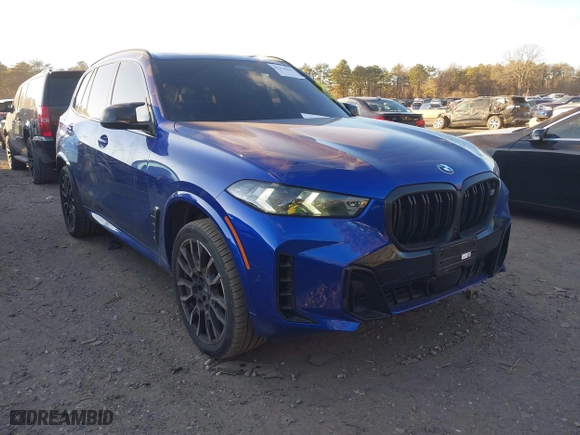 2025 BMW X5 M60i with VIN 5UX33EU04S9W34632, listed as a IAAI auction lot 41274184 with 5,943 mi miles. Bid and sale history available at carsss.com. Image 1.