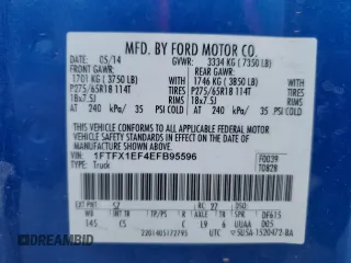 2014 Ford F-150 XL with VIN 1FTFX1EF4EFB95596, listed as a Copart auction lot 49229315 with 0 mi miles and Salvage Title. Bid and sale history available at carsss.com. Image 12.