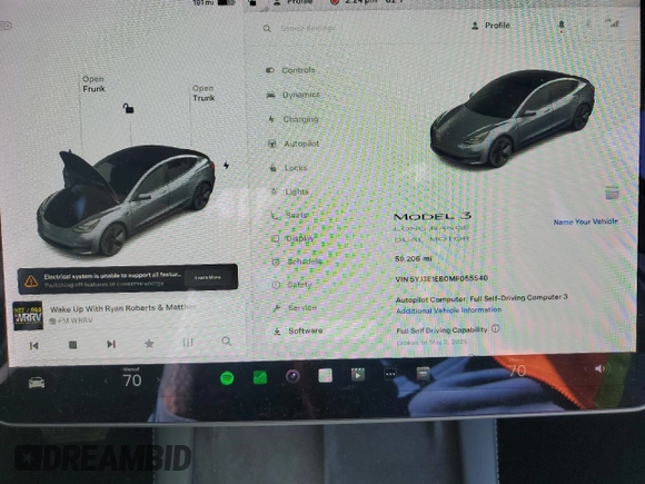2021 Tesla Model 3 Long Range with VIN 5YJ3E1EB0MF055540, listed as a Copart auction lot 52463345 with 59,206 mi miles and Salvage Title. Bid and sale history available at DreamBid. Image 9.