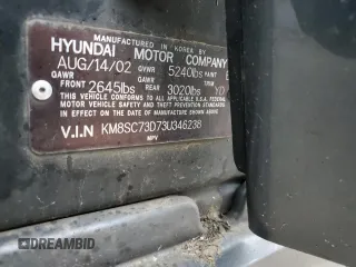 2003 Hyundai Santa Fe GLS with VIN KM8SC73D73U346238, listed as a Copart auction lot 54145655 with 189,988 mi miles and Clean Title. Bid and sale history available at carsss.com. Image 12.