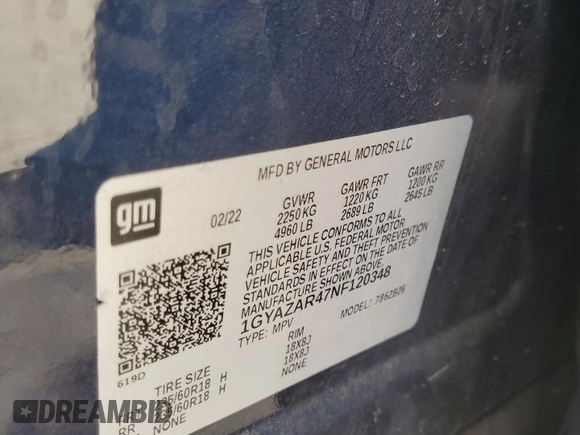 2022 Cadillac XT4 FWD Luxury z VIN 1GYAZAR47NF120348, wystawiony jako Copart lot #50187025 z przebiegiem 76 886 mil mil oraz Nie do naprawy • Non repairable. Historia ofert i sprzedaży dostępna na DreamBid. Obrazek 13.