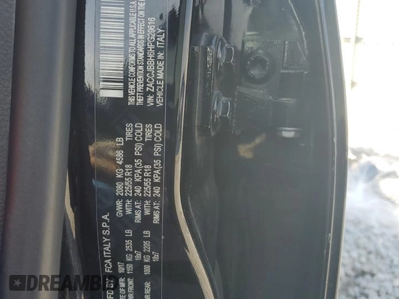 2017 Jeep Renegade Altitude with VIN ZACCJBBH6HPG29616, listed as a Copart auction lot 48911005 with 121,526 mi miles and Salvage title. Bid and sale history available at DreamBid. Image 14.