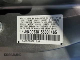 2005 Acura RSX with VIN JH4DC53815S001465, listed as a Copart auction lot 77030044 with 163,371 mi miles and Salvage Title. Bid and sale history available at carsss.com. Image 12.