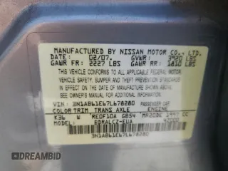 2007 Nissan Sentra S с VIN 3N1AB61E67L678280, выставлен на аукционе Copart как лот 54518325 с пробегом 194 902 миль миль и Чистый • Clean title. История ставок и продаж доступна на DreamBid. Изображение 12.
