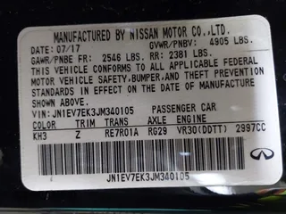2018 Infiniti Q60 Luxe with VIN JN1EV7EK3JM340105, listed as a IAAI auction lot 41398824 with 62,722 mi miles and . Bid and sale history available at carsss.com. Image 9.