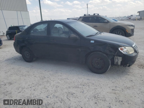 2008 Kia Spectra EX with VIN KNAFE121X85525733, listed as a Copart auction lot 66246444 with 166,211 mi miles and Salvage Title. Bid and sale history available at DreamBid. Image 4.