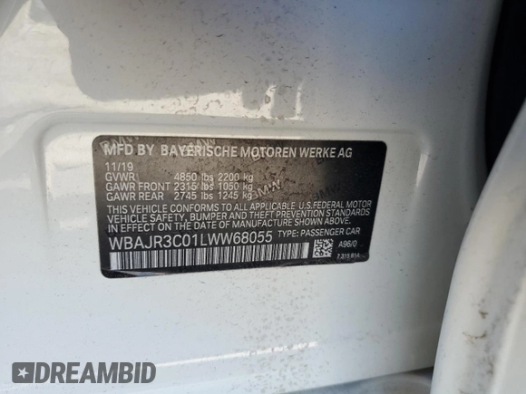 2020 BMW 5 Series 530i z VIN WBAJR3C01LWW68055, wystawiony jako Copart lot #56959985 z przebiegiem Nie podano mil oraz Nie do naprawy • Non repairable. Historia ofert i sprzedaży dostępna na DreamBid. Obrazek 12.