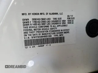 2017 Honda Pilot EX with VIN 5FNYF6H38HB031383, listed as a Copart auction lot 45213375 with 91,290 mi miles and Salvage Title. Bid and sale history available at DreamBid. Image 15.