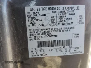 2003 Ford F-150 XL с VIN 2FTRF17203CB05248, выставлен на аукционе Copart как лот 42873135 с пробегом Не указан миль и Чистый • Clean title. История ставок и продаж доступна на DreamBid. Изображение 12.