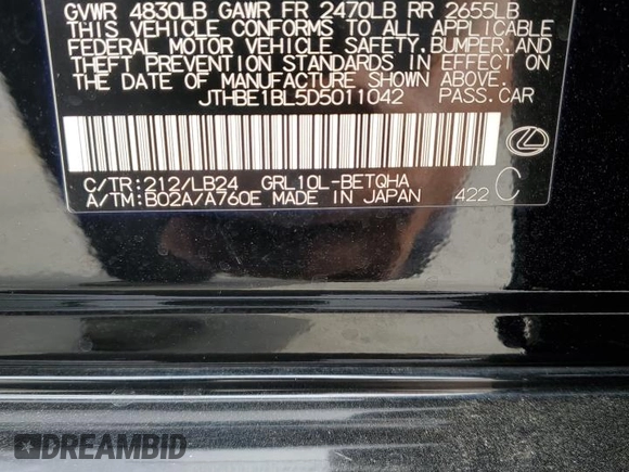 2013 Lexus GS 350 with VIN JTHBE1BL5D5011042, listed as a Copart auction lot 71249974 with 168,819 mi miles and Salvage Title. Bid and sale history available at carsss.com. Image 13.