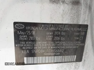 2018 Hyundai Elantra SEL with VIN 5NPD84LF0JH368412, listed as a IAAI auction lot 41823425 with 81,832 mi miles and . Bid and sale history available at DreamBid. Image 9.