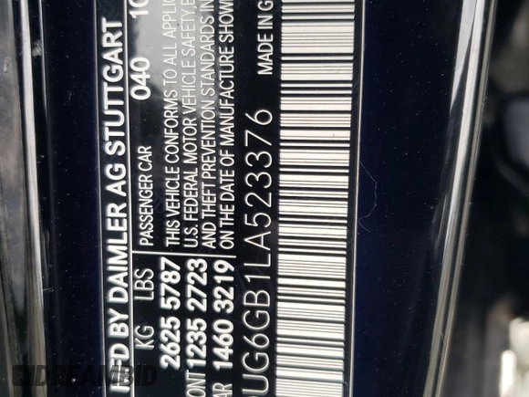 2020 Mercedes-Benz S-Class S 450 with VIN WDDUG6GB1LA523376, listed as a Copart auction lot 73912084 with 52,406 mi miles and Salvage Title. Bid and sale history available at carsss.com. Image 14.