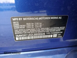 2020 BMW 3 Series 330i xDrive with VIN 3MW5R7J02L8B06928, listed as a Copart auction lot 48355035 with 42,278 mi miles and Salvage title. Bid and sale history available at DreamBid. Image 13.