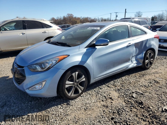 2013 Hyundai Elantra Coupe GS PZEV with VIN KMHDH6AE0DU006527, listed as a Copart auction lot 80030314 with 110,321 mi miles and Salvage Title. Bid and sale history available at carsss.com. Image 1.