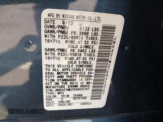 2014 Nissan Murano SV with VIN JN8AZ1MU7EW400787, listed as a IAAI auction lot 42087179 with 99,702 mi miles and . Bid and sale history available at carsss.com. Image 9.