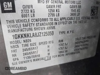 2018 GMC Acadia SLE with VIN 1GKKNKLA8JZ125050, listed as a IAAI auction lot 41912830 with 1 mi miles. Bid and sale history available at carsss.com. Image 9.
