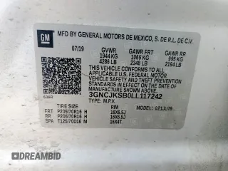 2020 Chevrolet Trax LS with VIN 3GNCJKSB0LL117242, listed as a Copart auction lot 59346525 with 106,347 mi miles and Salvage title. Bid and sale history available at DreamBid. Image 13.