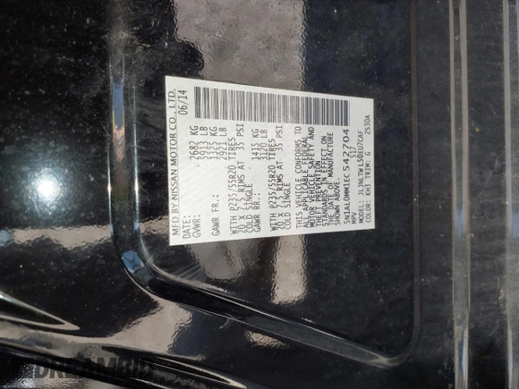 2014 Infiniti QX60 with VIN 5N1AL0MM1EC542704, listed as a IAAI auction lot 42046845 with 76,128 mi miles and . Bid and sale history available at DreamBid. Image 9.