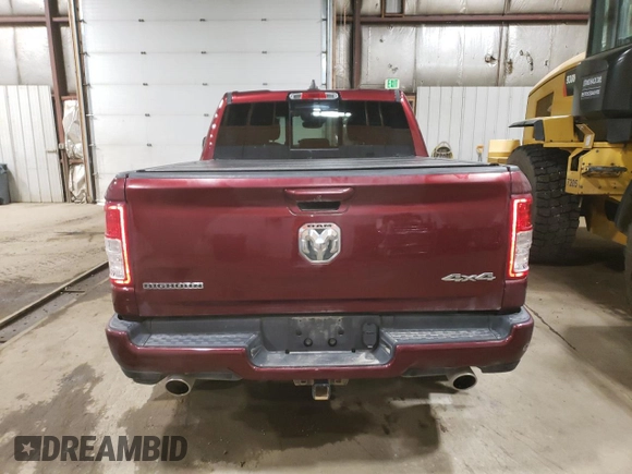 2021 Ram 1500 Big Horn with VIN 1C6SRFFTXMN804714, listed as a Copart auction lot 59614725 with 76,219 mi miles and Clean title. Bid and sale history available at DreamBid. Image 6.