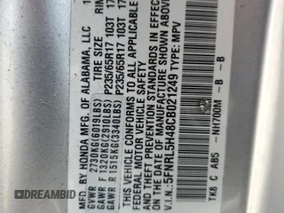 2012 Honda Odyssey EX z VIN 5FNRL5H48CB021249, wystawiony jako Copart lot #55952215 z przebiegiem 146 302 mil mil oraz Szkoda całkowita • Salvage title. Historia ofert i sprzedaży dostępna na DreamBid. Obrazek 13.