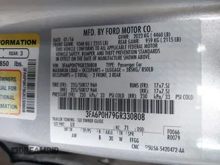 2016 Ford Fusion SE with VIN 3FA6P0H79GR330808, listed as a IAAI auction lot 42244013 with 120,478 mi miles and . Bid and sale history available at DreamBid. Image 9.