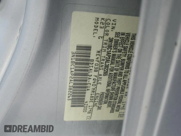 2010 Nissan Versa S with VIN 3N1BC1AP2AL382265, listed as a Copart auction lot 51598365 with 354,098 mi miles and Salvage Title. Bid and sale history available at DreamBid. Image 15.