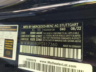 2023 Mercedes-Benz C 300 with VIN W1KWJ8EB0PG117360, listed as a IAAI auction lot 41542060 with 12,935 mi miles and . Bid and sale history available at DreamBid. Image 9.
