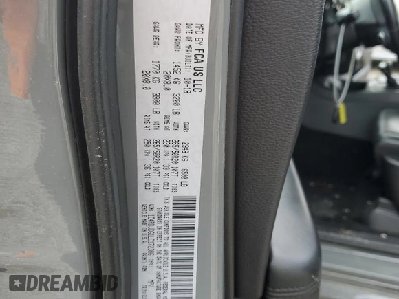 2020 Dodge Durango GT with VIN 1C4RDJDG1LC172386, listed as a Copart auction lot 51442455 with 71,643 mi miles and Salvage title. Bid and sale history available at DreamBid. Image 15.
