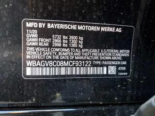 2021 BMW 8 Series M850i with VIN WBAGV8C08MCF93122, listed as a Copart auction lot 47686883 with 0 mi miles. Bid and sale history available at carsss.com. Image 13.