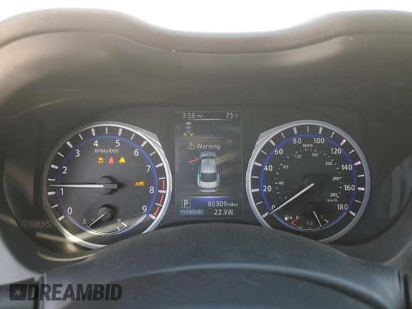 2016 Infiniti Q50 with VIN JN1EV7AR0GM340154, listed as a Copart auction lot 52594835 with 80,309 mi miles and Salvage Title. Bid and sale history available at DreamBid. Image 9.