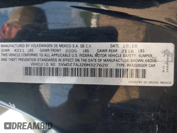 2011 Volkswagen Jetta SE с VIN 3VWDZ7AJ2BM327620, выставлен на аукционе IAAI как лот 42519312 с пробегом 216 071 миль миль и . История ставок и продаж доступна на DreamBid. Изображение 9.