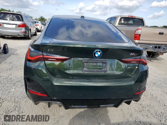 2024 BMW i4 M50 with VIN WBY33AW08RFS09819, listed as a Copart auction lot 47390474 with 593 mi miles and Salvage Title. Bid and sale history available at carsss.com. Image 6.