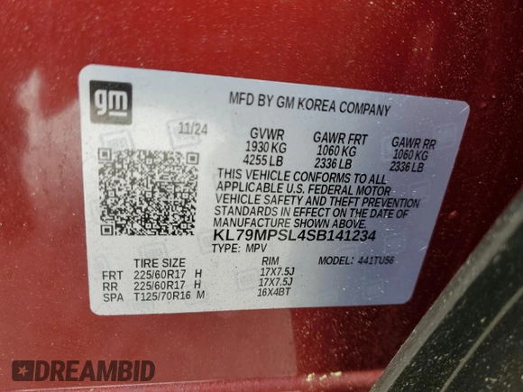 2025 Chevrolet TrailBlazer LT with VIN KL79MPSL4SB141234, listed as a Copart auction lot 51545735 with Not Provided miles and Non Repairable. Bid and sale history available at DreamBid. Image 13.