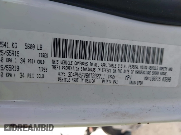 2010 Dodge Journey SXT with VIN 3D4PH5FV6AT282711, listed as a IAAI auction lot 41751418 with 161,047 mi miles and . Bid and sale history available at carsss.com. Image 9.