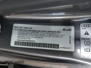 2016 Audi A7 3.0 Prestige with VIN WAU2GAFC5GN197012, listed as a IAAI auction lot 41908607 with 86,084 mi miles. Bid and sale history available at carsss.com. Image 9.