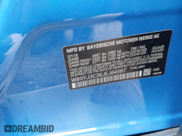 2018 BMW X2 sDrive28i z VIN WBXYJ3C36JEJ84567, wystawiony jako IAAI lot #36546406 z przebiegiem Nie podano mil oraz . Historia ofert i sprzedaży dostępna na DreamBid. Obrazek 9.