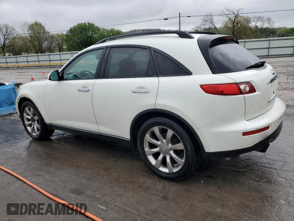 2005 Infiniti FX z VIN JNRAS08W95X201000, wystawiony jako Copart lot #51965805 z przebiegiem 293 681 mil mil oraz Szkody całkowita. Historia ofert i sprzedaży dostępna na DreamBid. Obrazek 2.