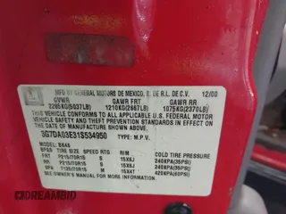 2001 Pontiac Aztek GT z VIN 3G7DA03E31S534950, wystawiony jako IAAI lot #42273247 z przebiegiem 190 793 mil mil oraz . Historia ofert i sprzedaży dostępna na DreamBid. Obrazek 9.